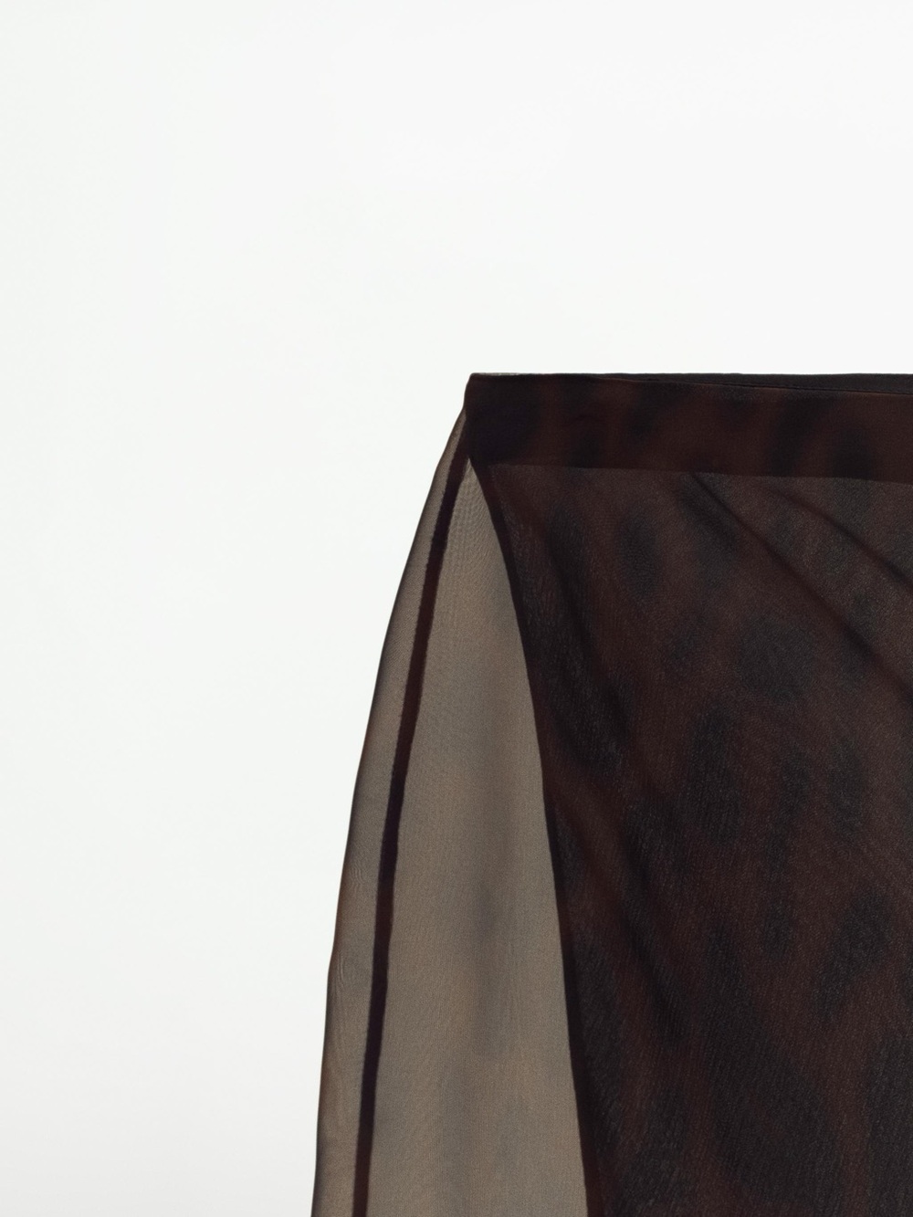 Zara NWT ZW COLLECTION leopard print mesh organza double layer effect midi skirt - Picture 5 of 5